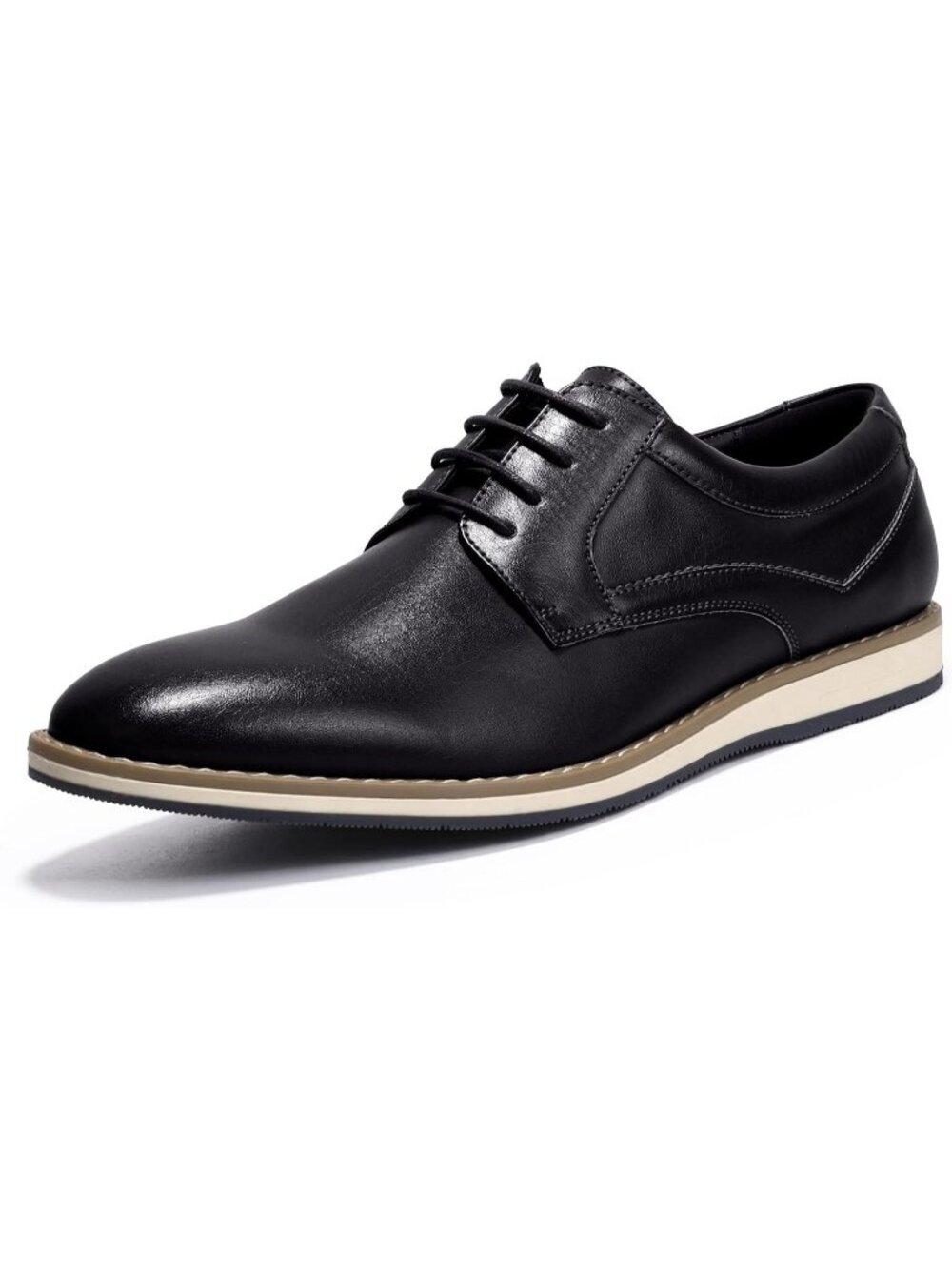 Mofri Men's Black PU Elastic Rubber Sole Lace Up Lightweight & Comfort Sneakers